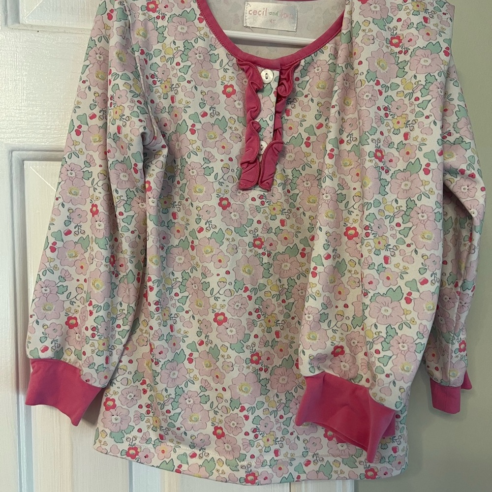 Cecil Kids Floral Pajama Set - Pink and Cream